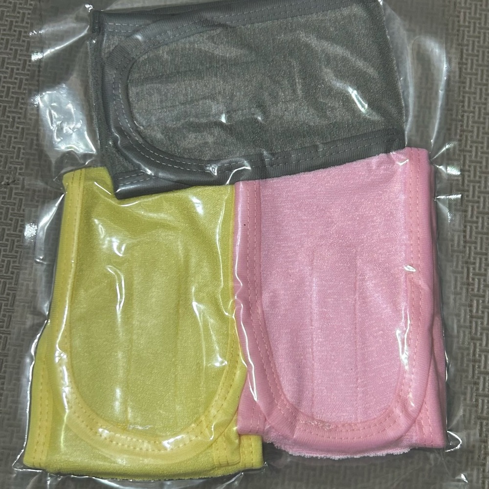 3 pieces, face spa headband, yellow, pink, gray sealed